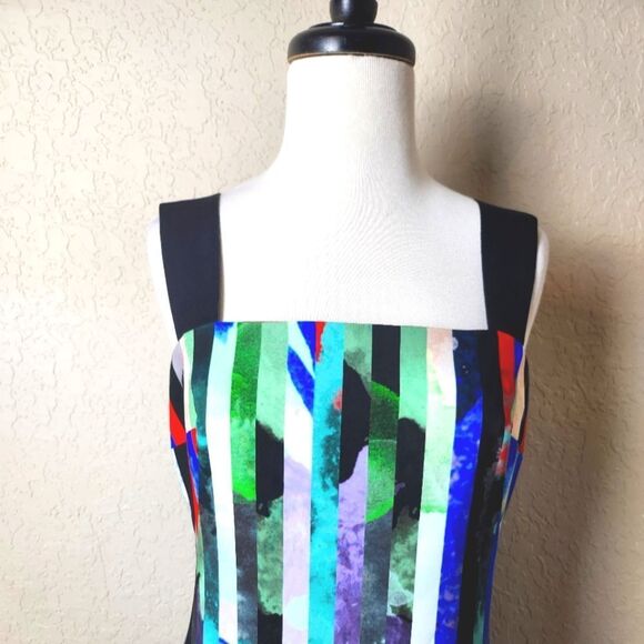 Milly Lorena Print Dress Sleeveless Knee Length Wide Straps Size 8 - Picture 6 of 11
